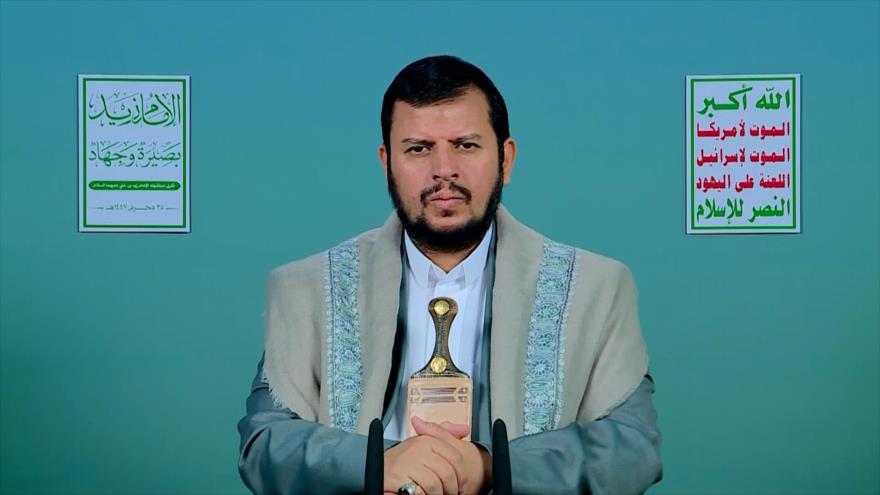 El líder de Ansarolá, Seyed Abdulmalik Badreddin al-Houthi, en un discurso, 20 de julio de 2025.
