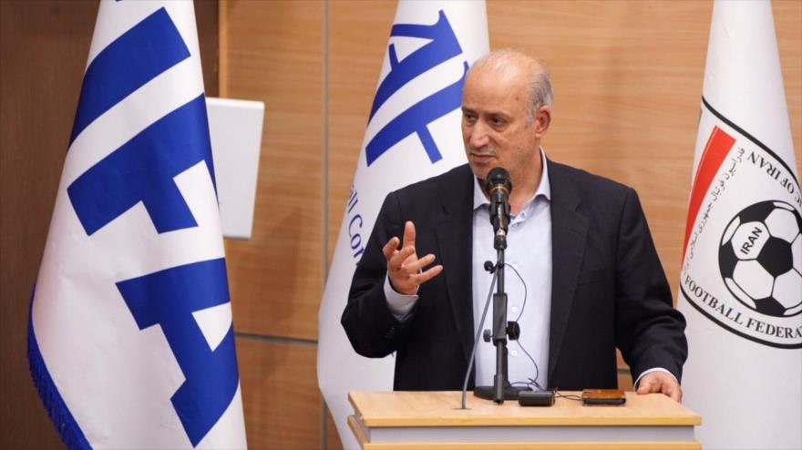 El presidente de la Federación de Fútbol de la República Islámica de Irán (FFIRI), Mehdi Tay.
