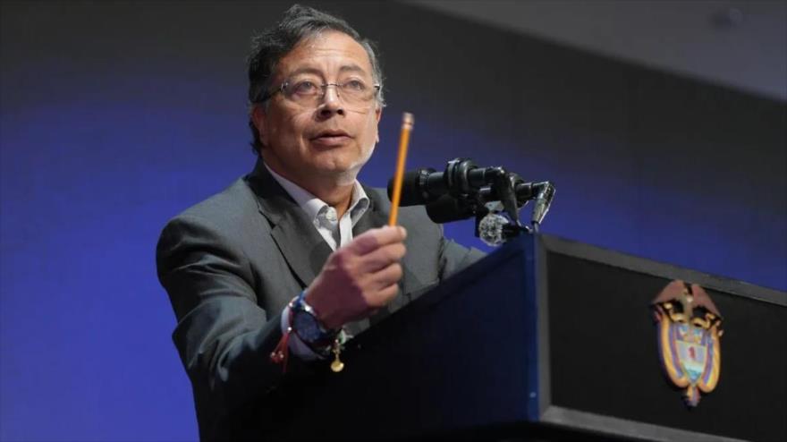 El presidente de Colombia, Gustavo Petro, durante su intervención en un evento de la Comunidad de Estados Latinoamericanos y Caribeños (Celac), 23 de julio de 2025.
