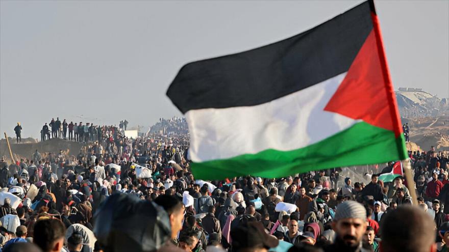 Una persona ondea una bandera palestina, 27 de enero de 2025. (Foto: AFP)