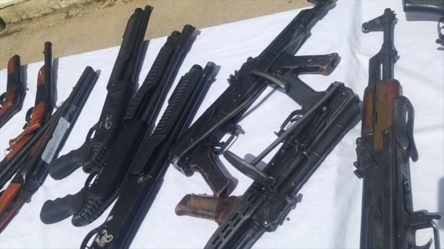 Las armas confiscadas por parte de Inteligencia iraní en este de Irán. 