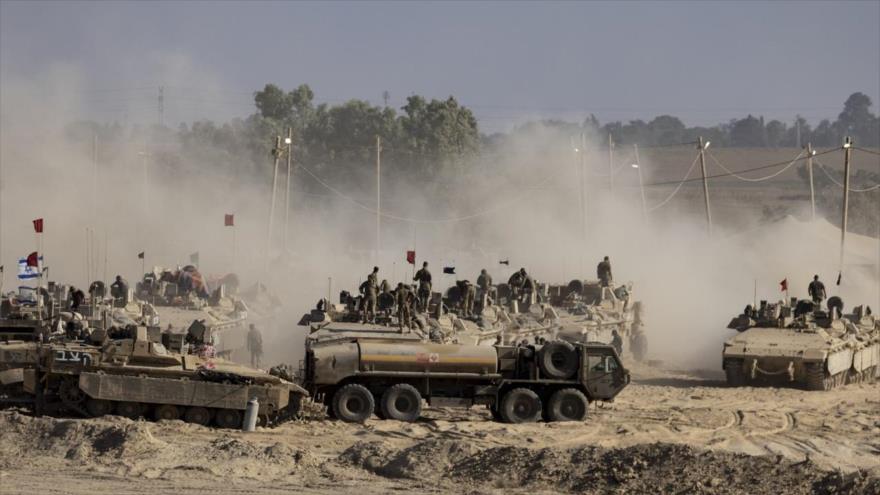 Tropas israelíes desplegadas en la Franja de Gaza.