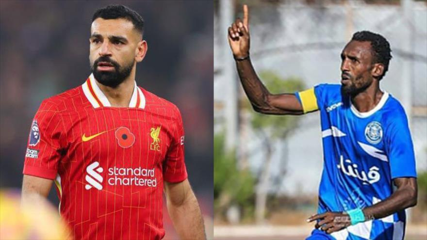 El futbolista egipcio Mohamed Salah (izq.) y Suleiman Al-Obaid, el ‘Pelé palestino’, asesinado en un ataque aéreo israelí en Gaza.