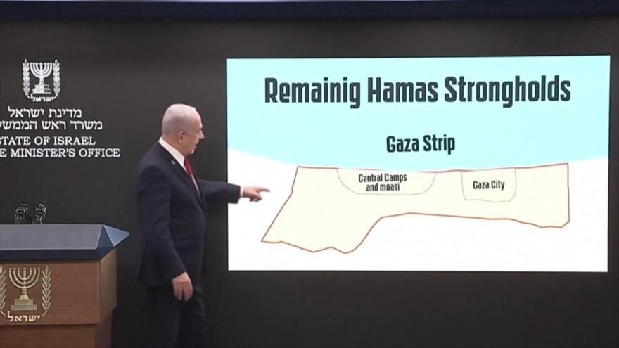 El primer ministro israelí, Benjamín Netanyahu, en una conferencia de prensa para medios extranjeros, Al-Quds, 10 de agosto de 2025.