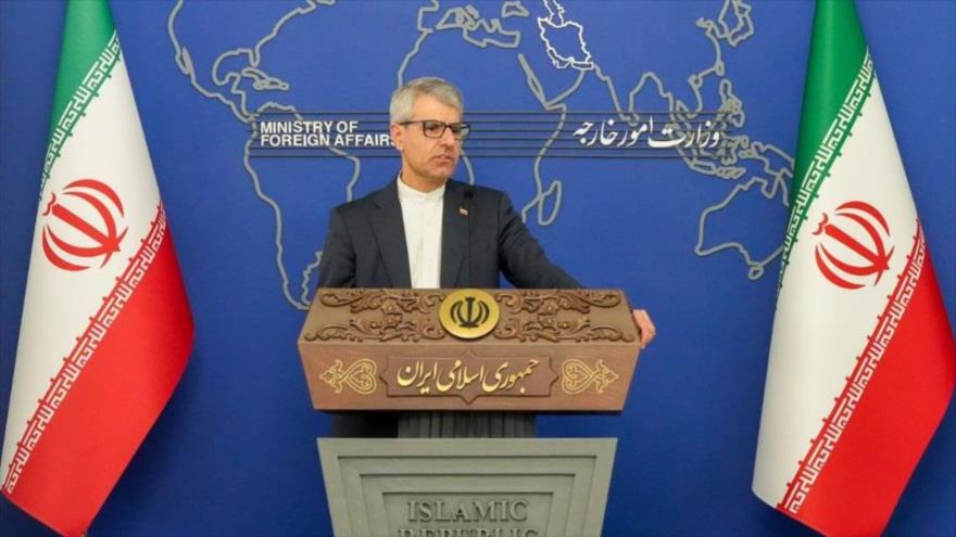 El portavoz de la Cancillería de Irán, Esmail Baqai, en una rueda de prensa.