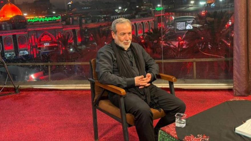 El ministro de Asuntos Exteriores de Irán, Seyed Abás Araqchi, en entrevista desde la ciudad iraquí de Karbala, 14 de agosto de 2025.