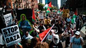 Miles protestan en Nueva York por hambruna en Gaza y complicidad de EEUU