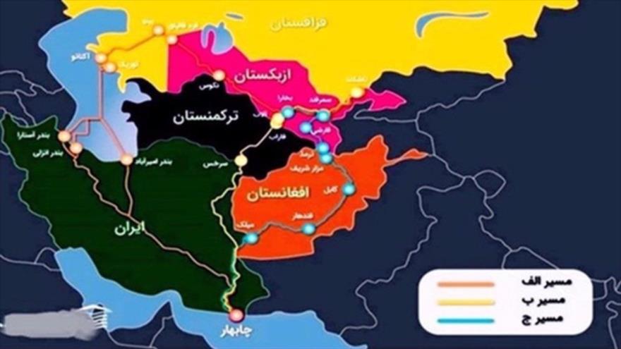 Las rutas de transporte y comercio que conectan Irán con varios países de Asia Central y Afganistán.
