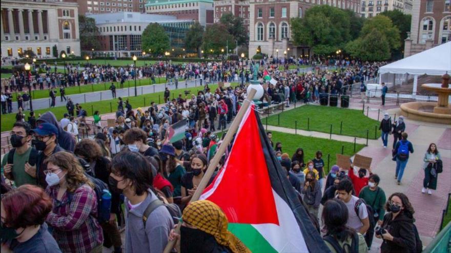 Protesta estudiantil en pro de Palestina en la Universidad de Columbia en Nueva York.