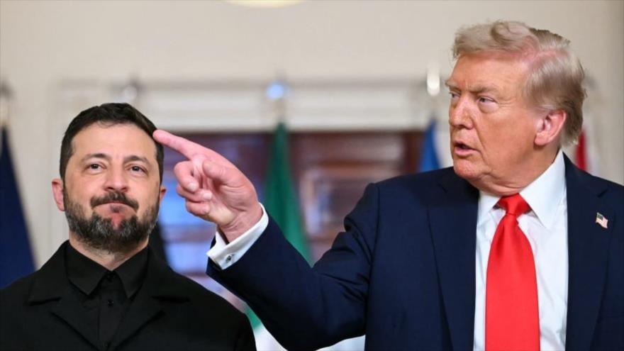 El presidente de EE.UU., Donald Trump, y su homólogo ucraniano, Volodímir Zelenski, en la Casa Blanca, 18 de agosto de 2025. (Foto: AFP)