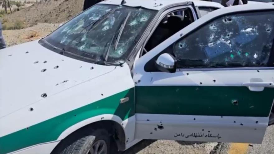 Escena de un ataque terrorista contra las fuerzas policiales en Iranshahr, provincia de Sistán y Baluchestán, sureste de Irán, 22 de agosto de 2025.