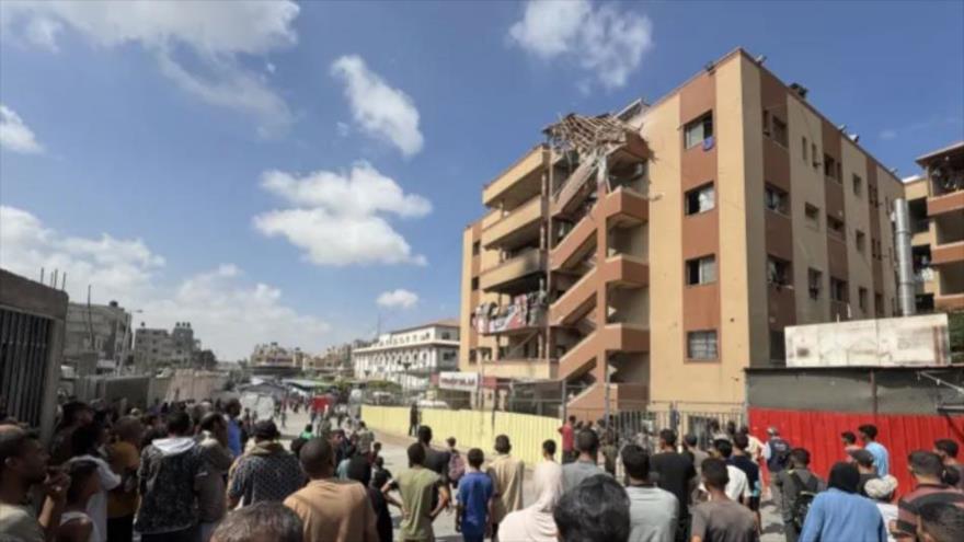 El hospital Al-Nasser, ubicado en la ciudad gazatí de Jan Yunis, fue atacado por el régimen israelí, 25 de agosto de 2025.