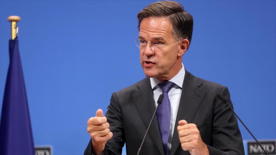 El secretario general de la OTAN, Mark Rutte, habla en una rueda de prensa, 3 de septiembre de 2025.