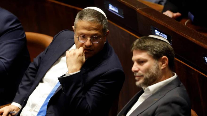 Ministros de seguridad interna y de finanzas de Israel, Itamar Ben-Gvir (izda.) y Bezalel Smotrich, respectivamente