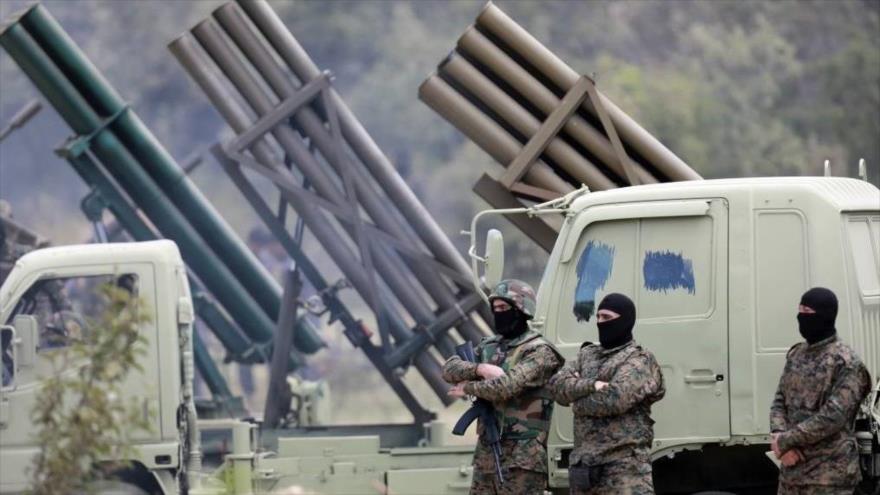 Ejercicio de entrenamiento de Hezbolá en Aaramta, sur del Líbano, mayo de 2023.