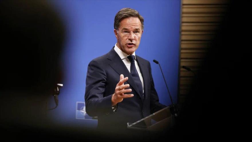 El secretario general de la OTAN, Mark Rutte, habla en una rueda de prensa en Bruselas, 12 de septiembre de 2025.