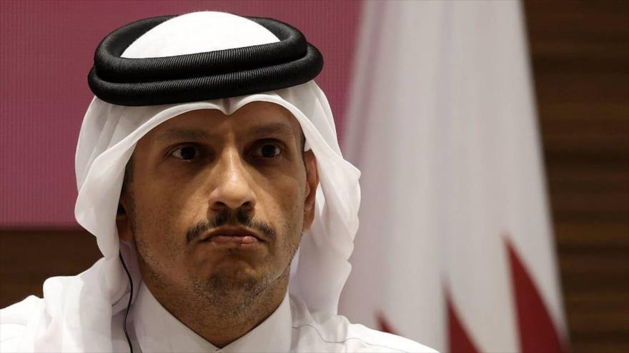 El primer ministro de Catar, Muhamad bin Abdulrahman Al-Thani, durante la reunión preparatoria de la cumbre árabe-islámica, en Doha, capital de Catar. 14 de septiembre de 2025.