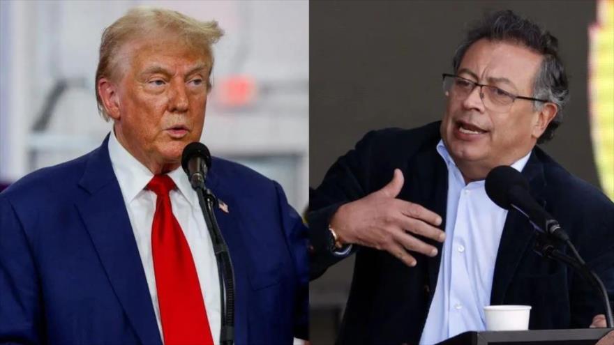 La foto combinada muestra el presidente colombiano, Gustavo Petro(dcha.), y el presidente estadounidense, Donald Trump.