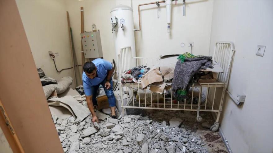 La sala de oncología pediátrica del hospital infantil Al-Rantisi, en la ciudad de Gaza, resultó dañada por ataques con misiles de Israel, 6 de noviembre de 2023. (Foto: Al Jazeera)
