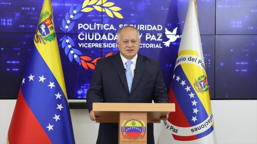 El ministro de Interior, Justicia y Paz de Venezuela, Diosdado Cabello, durante una rueda de prensa,17 de septiembre de 2025.