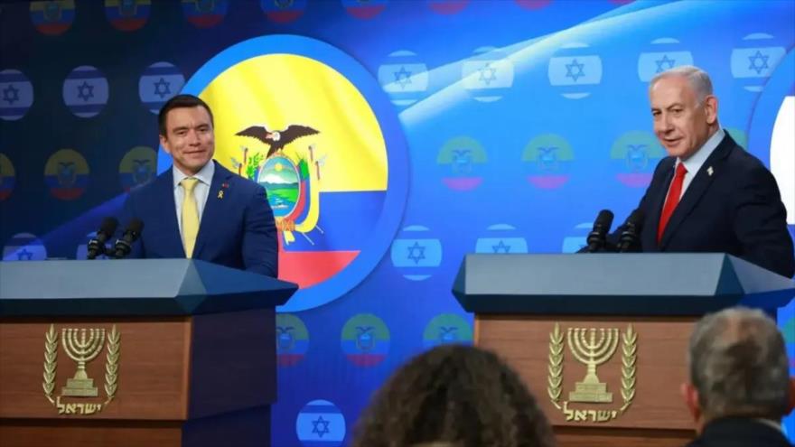El presidente de Ecuador, Daniel Noboa, y el primer ministro israelí, Benjamín Netanyahu, se reunieron en la Palestina ocupada, 5 de mayo del 2025.