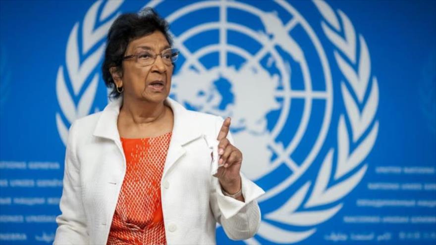 La presidenta de la Comisión Internacional Independiente de Investigación de la ONU, Navi Pillay, durante rueda de prensa, Ginebra, Ginebra ,16 de septiembre de 2025.