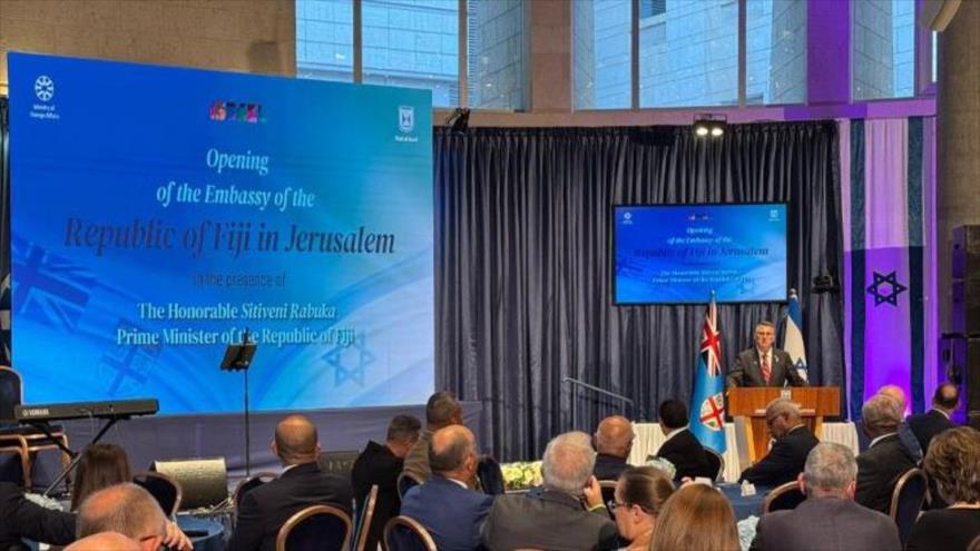 Ceremonia de apertura de la embajada de Fiyi en Al-Quds.