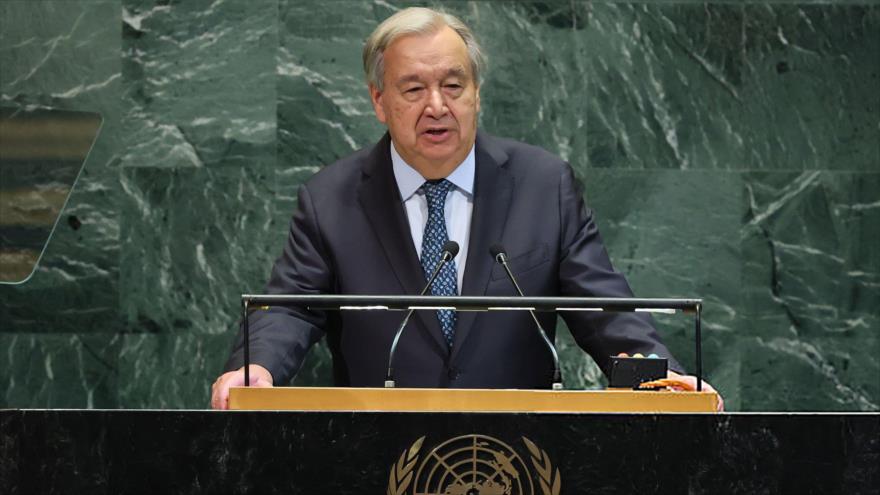 El secretario general de la ONU, António Guterres, habla durante la Asamblea General de la ONU (AGNU), 23 de septiembre de 2025.