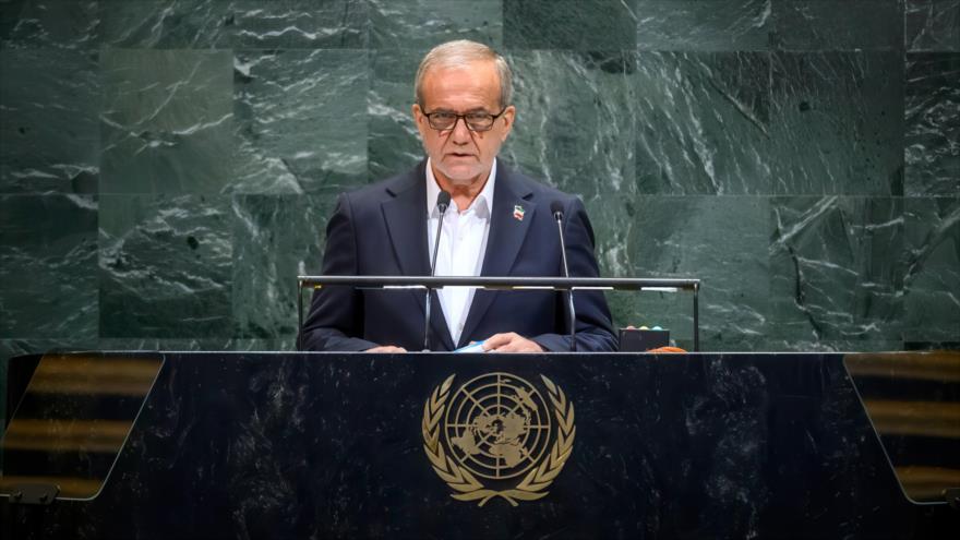 El presidente de Irán, Masud Pezeshkian, ha ofrecido su discurso ante el 80.º período de sesiones de la Asamblea General de las Naciones Unidas (AGNU), 24 de septiembre de 2025.