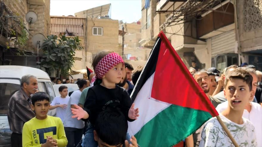 Manifestantes en Damasco condenan el genocidio israelí en Gaza