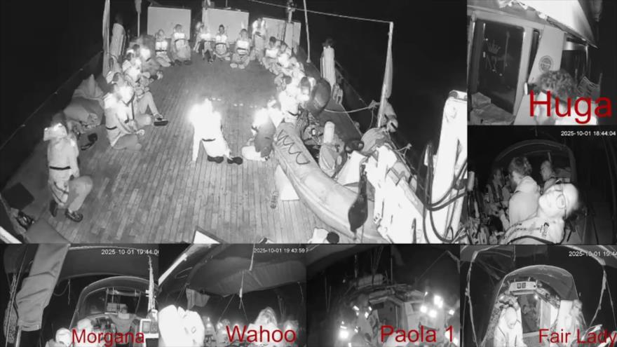 La captura de videos que muestra ataque israelí a flotilla Global Sumud.