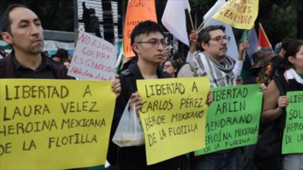 Mexicanos protestan en apoyo a la Flotilla Global Sumud