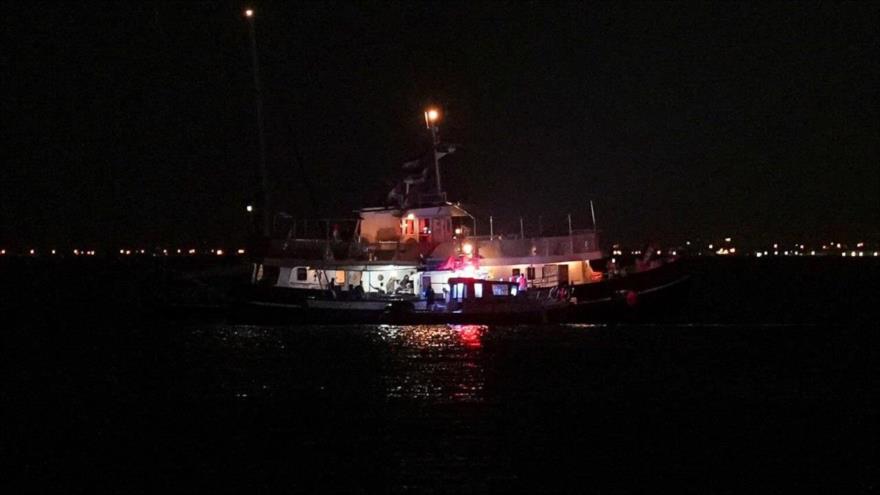 Un buque de la Flotilla Global Sumud en el puerto tunecino de Sidi Bou Said, donde fue atacado por drones de Israel, septiembre de 2025. (Foto: Reuters)