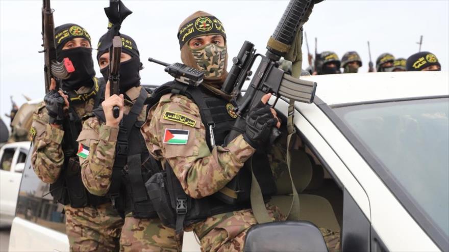 Los combatientes de las Brigadas Al-Quds, rama militar de la Yihad Islámica Palestina.