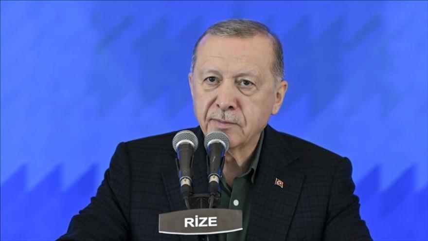 El presidente de Turquía, Recep Tayyip Erdogan, durante su discurso en la provincia turca de Rize, 11 de octubre de 2025.