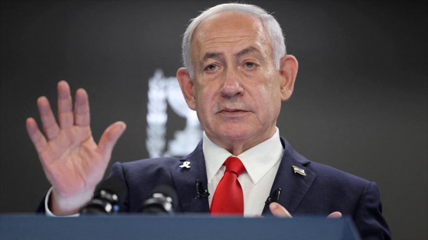 El primer ministro israelí, Benjamín Netanyahu, habla durante una conferencia de prensa en Al-Quds (Jerusalén), 10 de agosto de 2025.