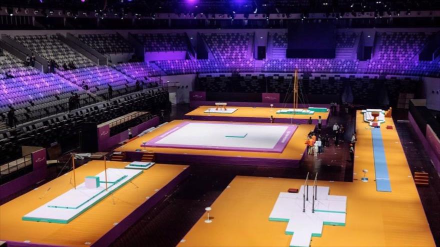 Vista general del Indonesia Arena, sede del 53.º Campeonato Mundial de Gimnasia Artística en Yakarta (Foto: AFP)
