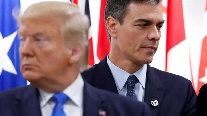 El presidente estadounidense, Donald Trump (izda.), y el presidente del Gobierno español, Pedro Sánchez.