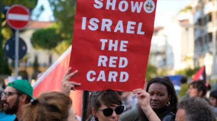 Protestas en Údine en apoyo a Gaza durante partido Italia-Israel