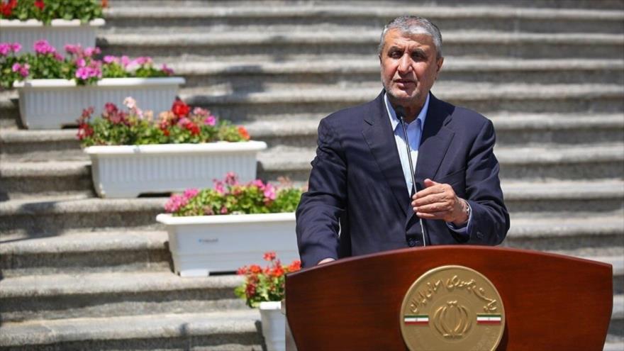 El jefe de la (OEAI) de Irán, Mohamad Eslami, durante la reunión del gabinete, 15 de octubre de 2025.
