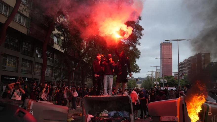 Españoles en las calles de Madrid en solidaridad con el pueblo palestino por el genocidio israelí contra la Franja de Gaza.