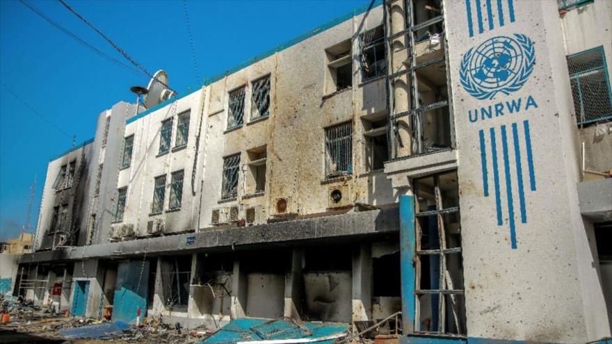 La sede de la Agencia de Naciones Unidas para los Refugiados Palestinos en Oriente Próximo (UNRWA) en la ciudad de Gaza, dañada por la guerra. 