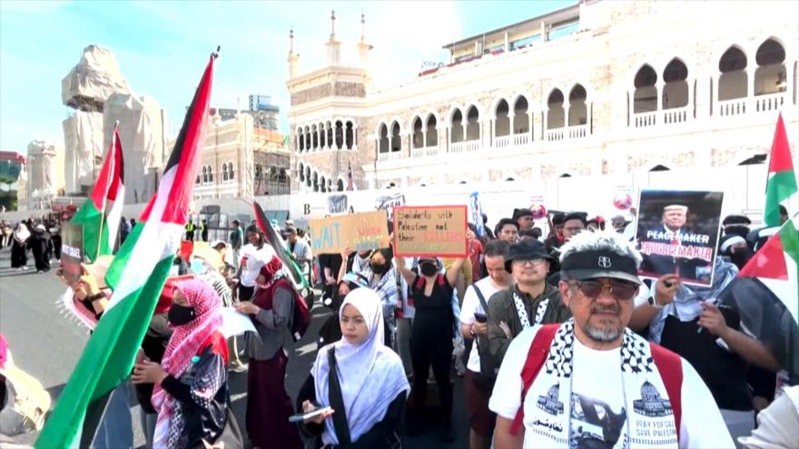 Manifestantes en Asia rechazan a Trump y apoyan a Palestina