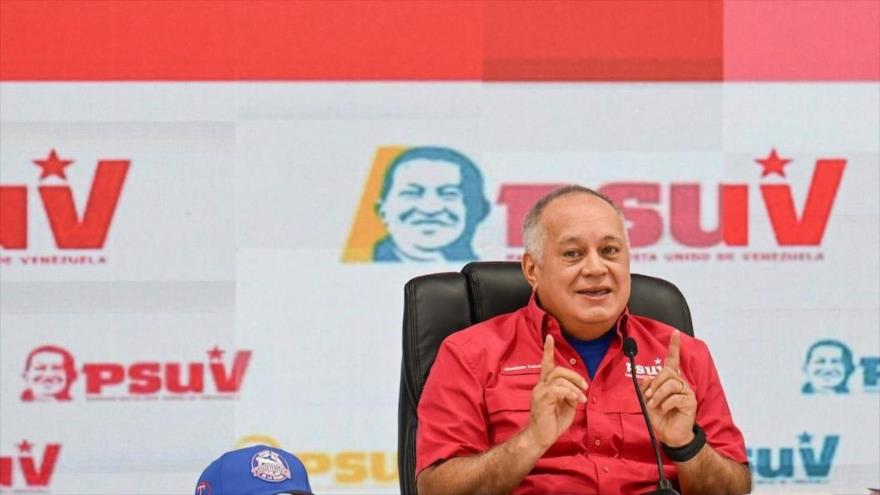 El ministro de Interior, Justicia y Paz de Venezuela, Diosdado Cabello, en conferencia de prensa de PSUV, 27 de octubre de 2025.