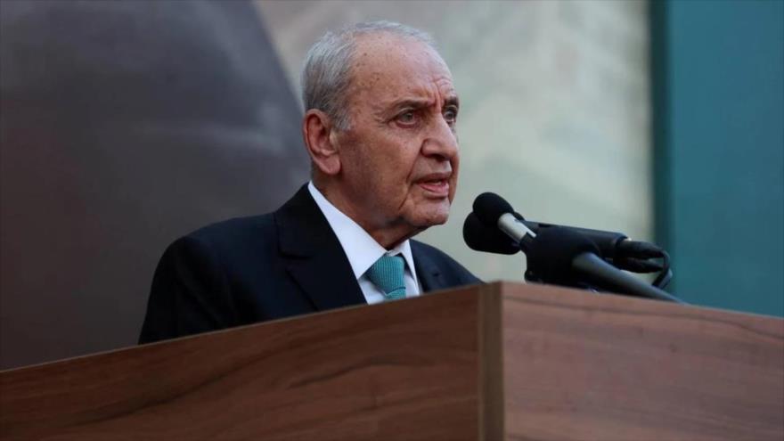 El presidente del Parlamento libanés, Nabih Berri, ofrece un discurso. (Foto: Reuters)