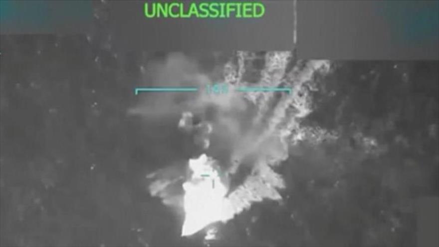 Momento de ataque de EE.UU. a un barco procedente de Venezuela con 11 miembros a bordo, todos los cuales fueron asesinados, 2 de septiembre de 2025.