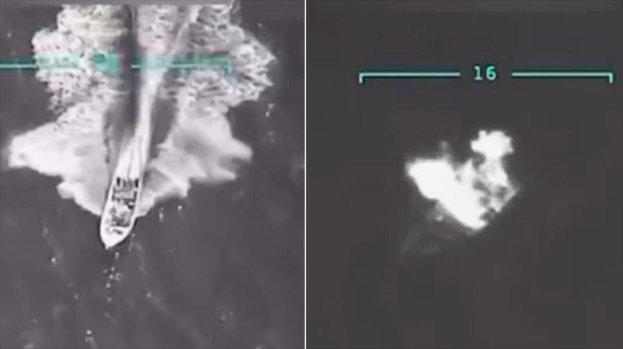 Captura de pantalla de un barco en el Caribe, tomada del video publicado por el secretario de Estado de EE.UU., Marco Rubio.