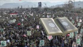 Multitudinaria marcha en Saná en apoyo al Corán y Palestina
