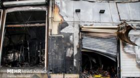 Imágenes del devastador incendio en un mercado de Teherán