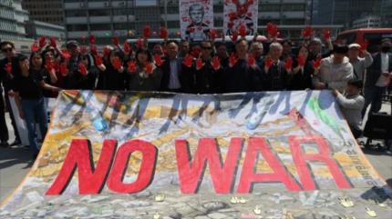 Manifestantes en Seúl protestan por guerra de EEUU e Israel contra Irán